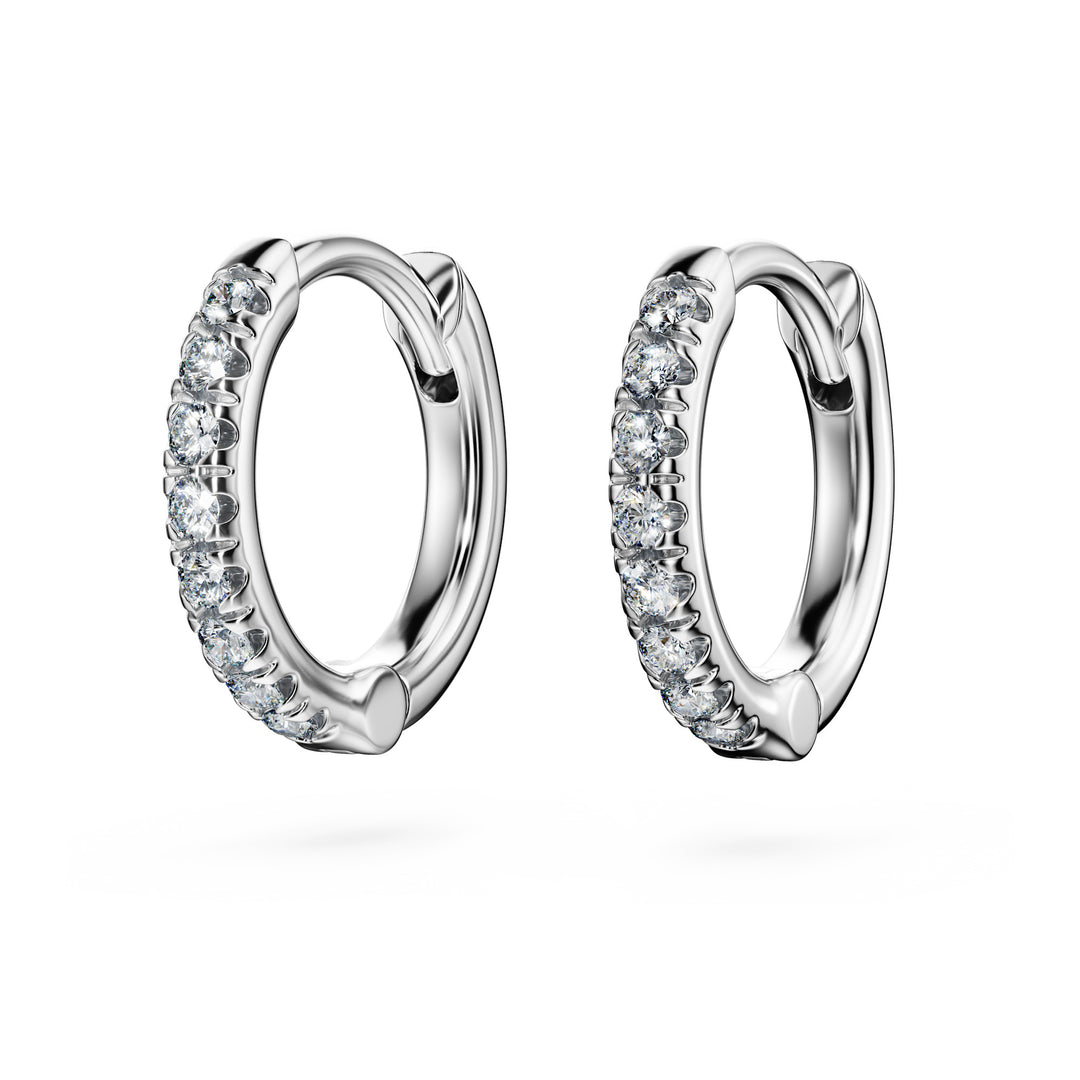 Niche Jewellery Swarovski Eternity Hoop Earrings Lab Grown Diamonds 0.1ct Round Shape Small 18K White Gold detail