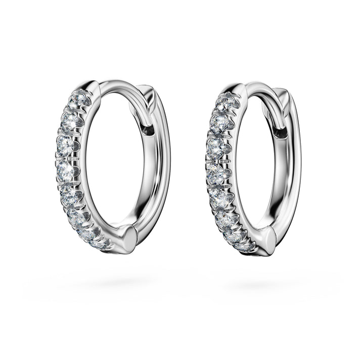 Niche Jewellery Swarovski Eternity Hoop Earrings Lab Grown Diamonds 0.1ct Round Shape Small 18K White Gold detail