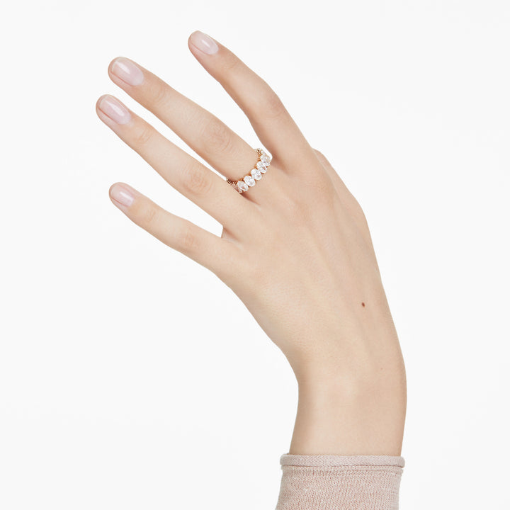 Niche Jewellery Swarovski Matrix Ring Oval Cut White Gold Tone Plated detail