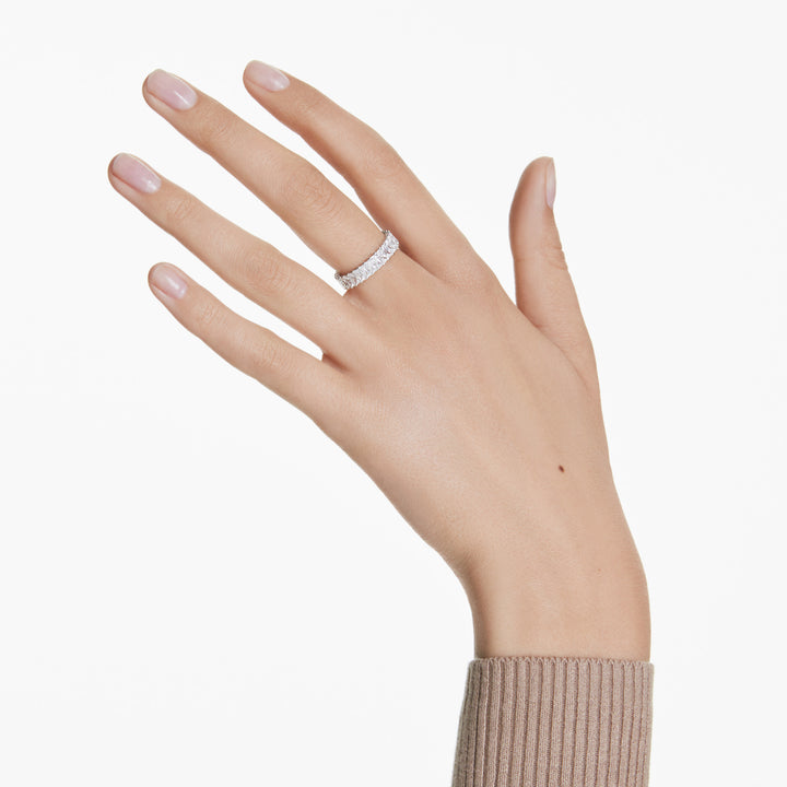 Niche Jewellery Swarovski Matrix Ring Baguette Cut White with Silver Tone Finish detail