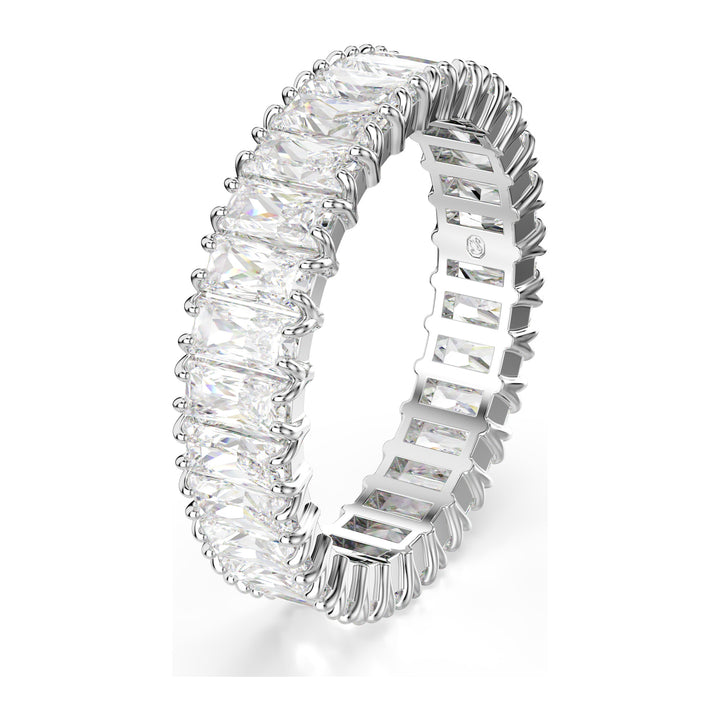 Niche Jewellery Swarovski Matrix Ring Baguette Cut White with Silver Tone Finish detail