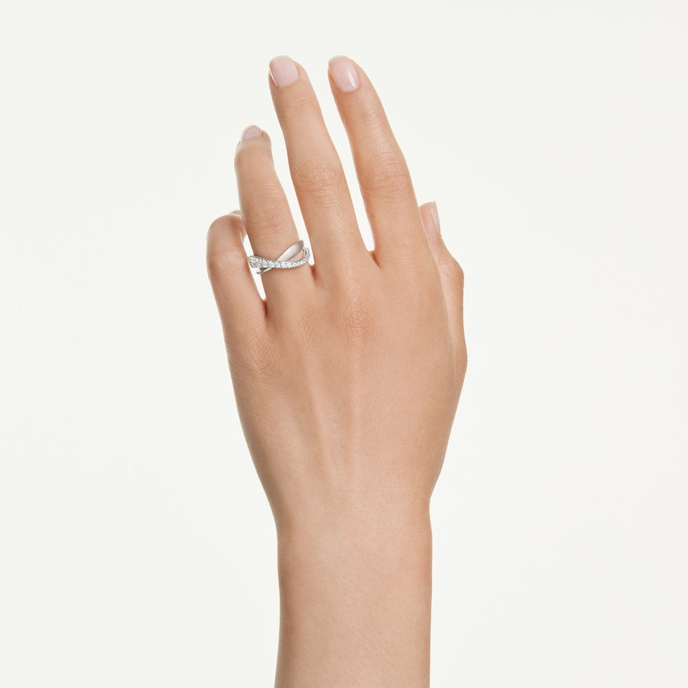 Niche Jewellery Swarovski Hyperbola Ring Mixed Cuts White Silver Tone Finish detail