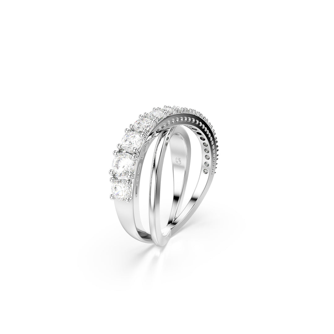 Niche Jewellery Swarovski Hyperbola Ring Mixed Cuts White Silver Tone Finish detail
