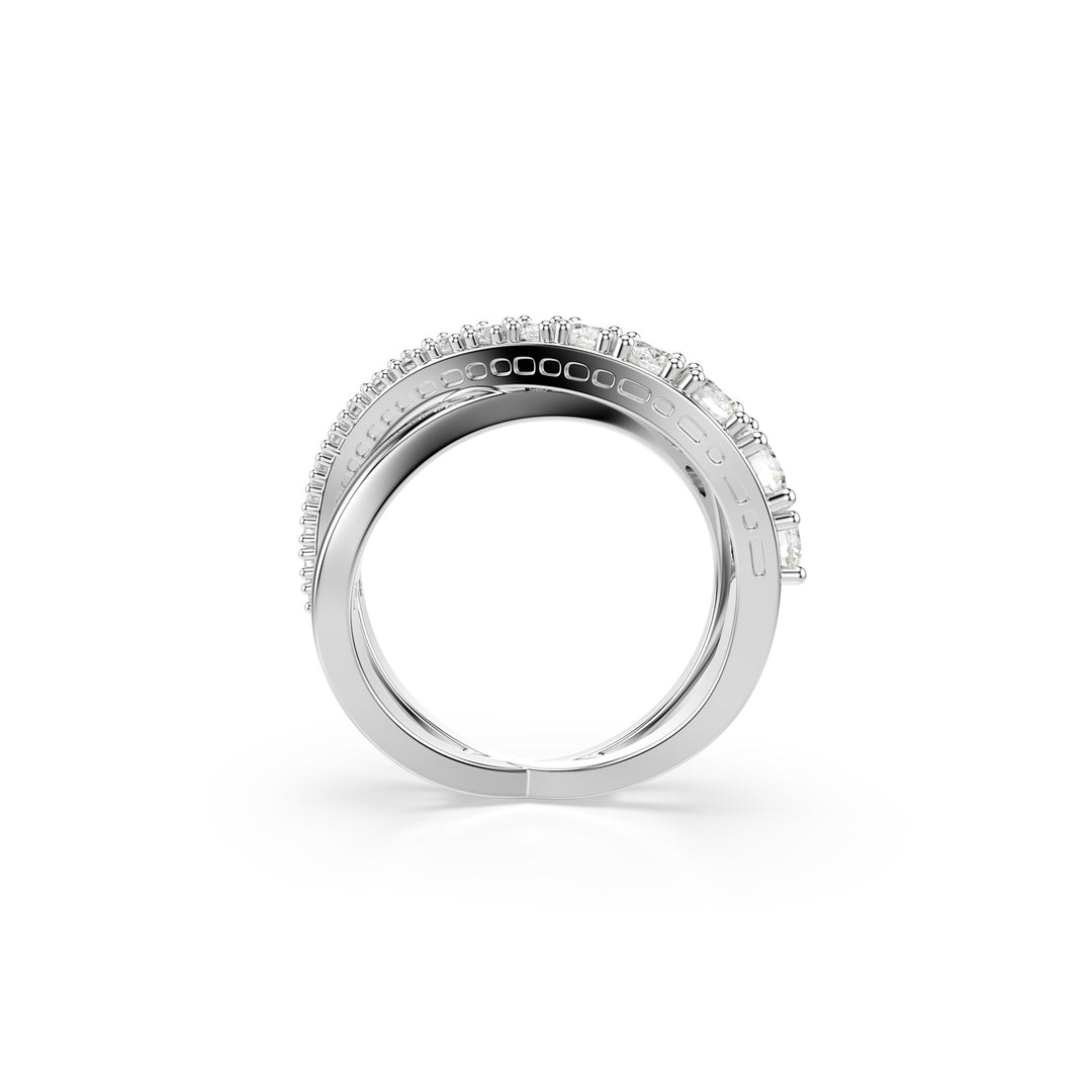 Niche Jewellery Swarovski Hyperbola Ring Mixed Cuts White Silver Tone Finish detail