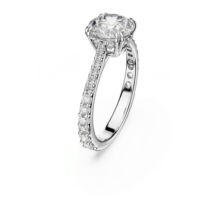 Niche Jewellery Swarovski Stilla Cocktail Ring Round Cut Pavé White Silver Tone Finish detail