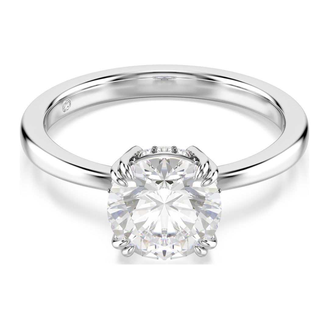 Niche Jewellery Swarovski Stilla Cocktail Ring Round Cut White Silver Tone Finish