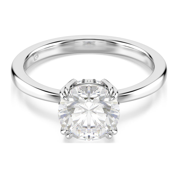Niche Jewellery Swarovski Stilla Cocktail Ring Round Cut White Silver Tone Finish