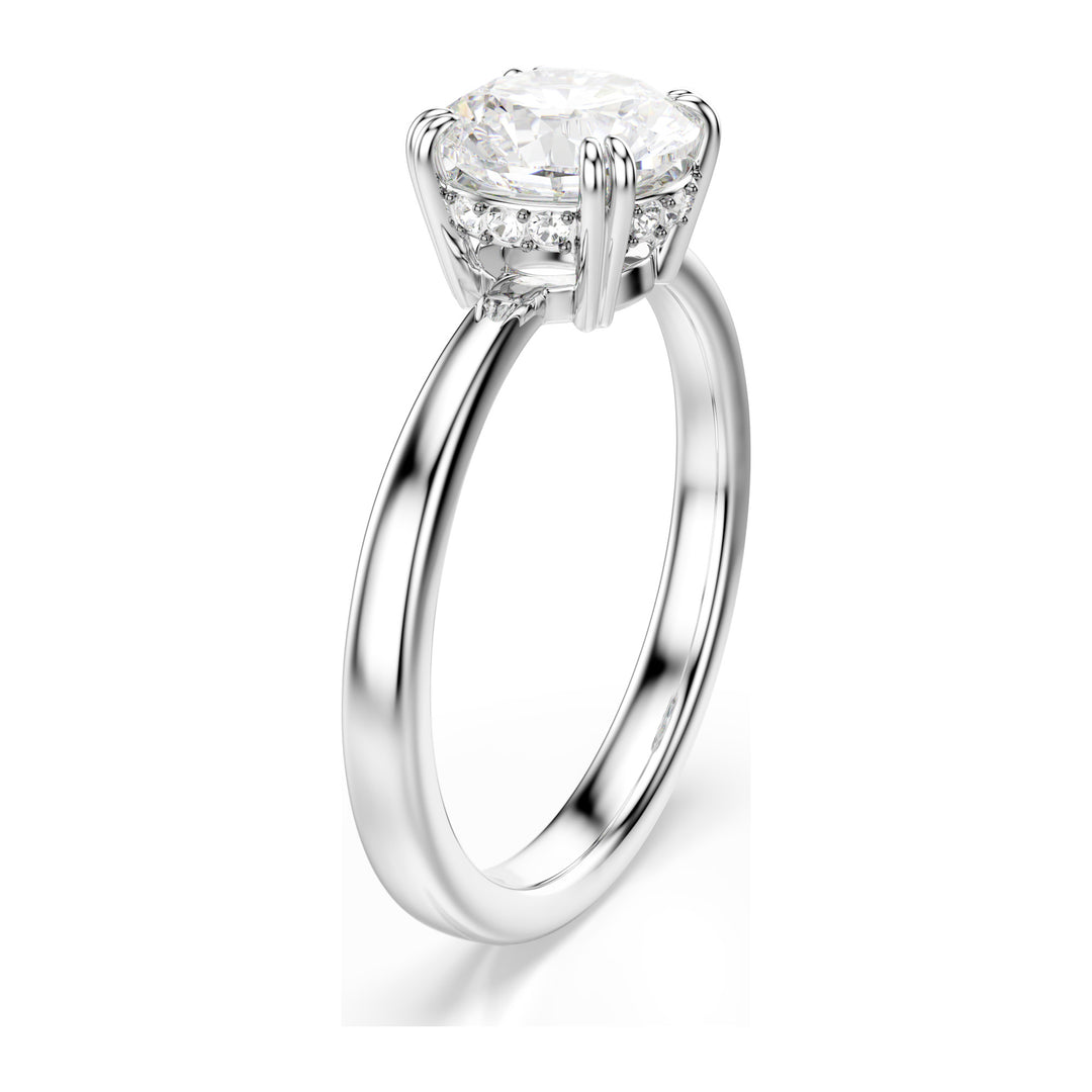 Niche Jewellery Swarovski Stilla Cocktail Ring Round Cut White Silver Tone Finish detail
