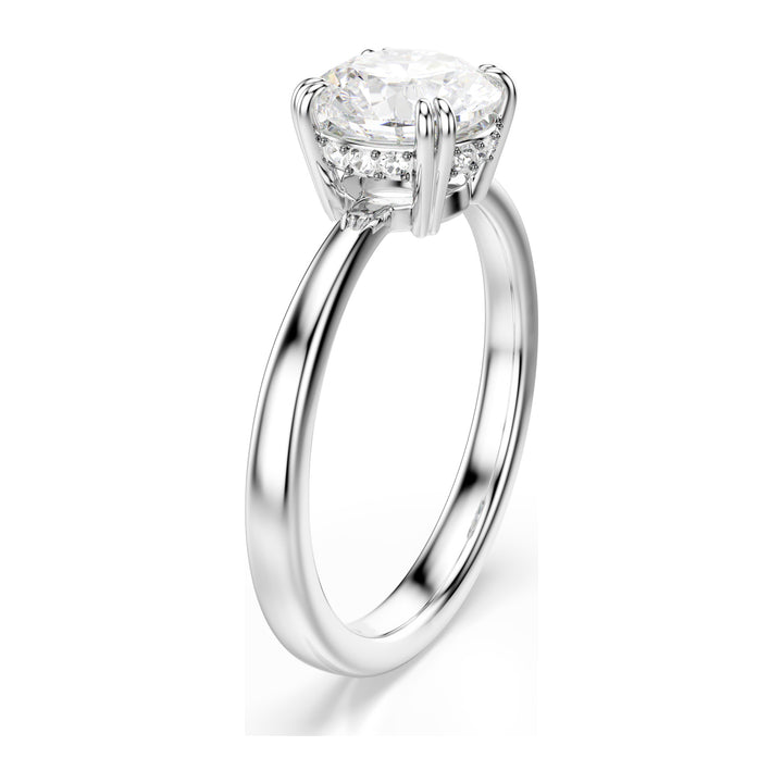 Niche Jewellery Swarovski Stilla Cocktail Ring Round Cut White Silver Tone Finish detail