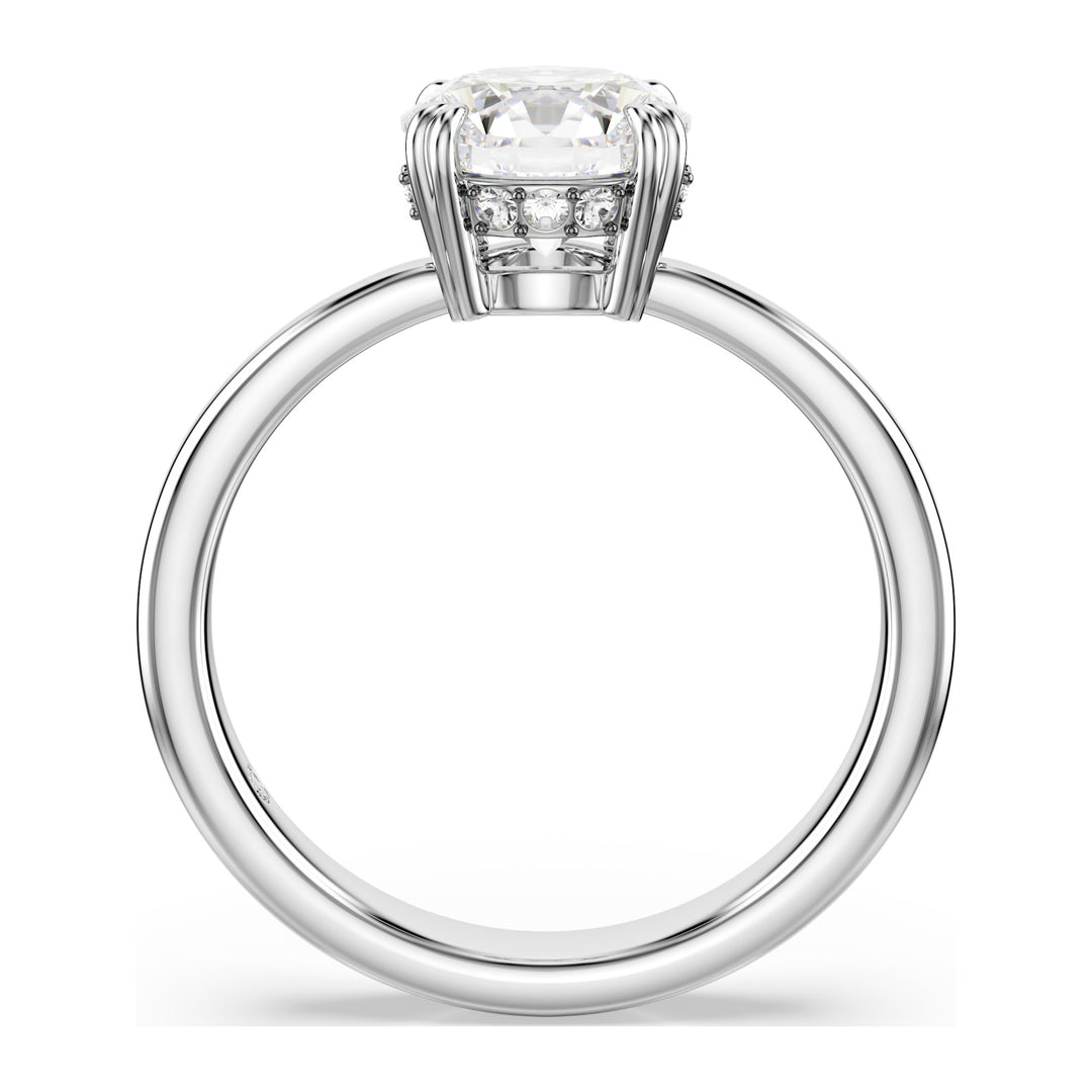 Niche Jewellery Swarovski Stilla Cocktail Ring Round Cut White Silver Tone Finish detail