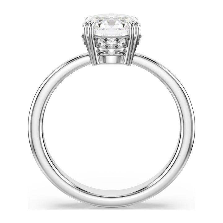Niche Jewellery Swarovski Stilla Cocktail Ring Round Cut White Silver Tone Finish detail