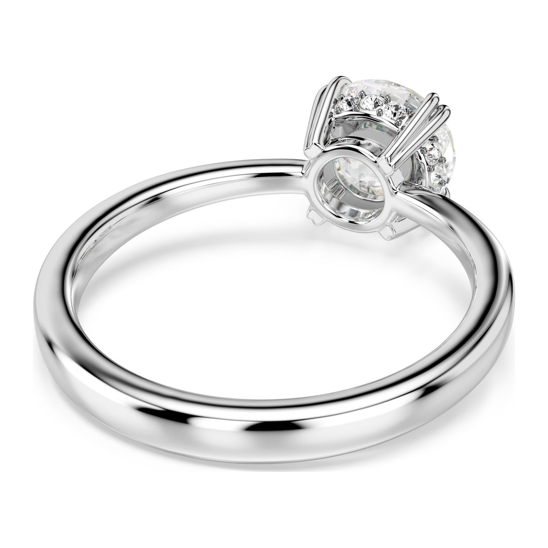 Niche Jewellery Swarovski Stilla Cocktail Ring Round Cut White Silver Tone Finish detail
