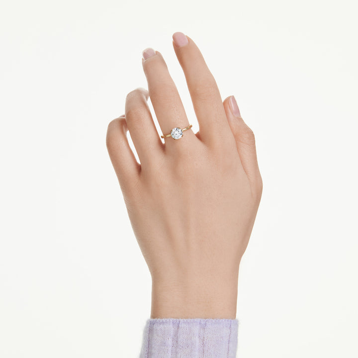 Niche Jewellery Swarovski Stilla Attract cocktail Ring Round Cut White Gold Tone Plated detail