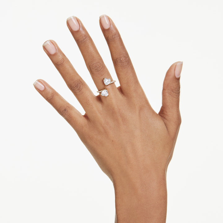 Niche Jewellery Swarovski Mesmera Open Ring Heart Cut - White, with Gold Tone Plating detail