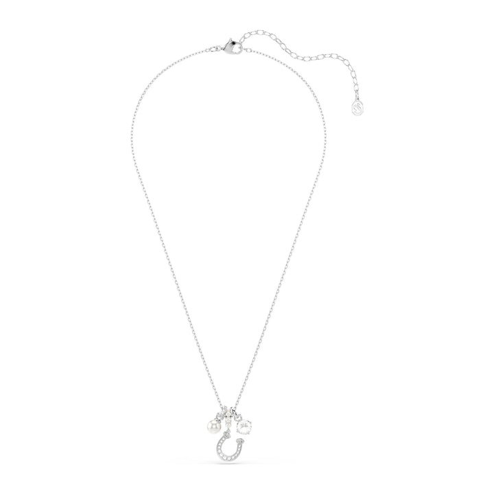 Niche Jewellery Swarovski Symbolica Pendant Crystal Pearl Round Cut Pavé Horseshoe White Rhodium Plated detail