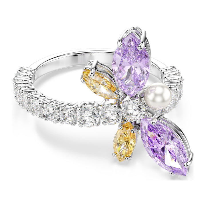 Niche Jewellery Swarovski x Ariana Grande Motif Ring Mixed Cuts Dragonfly - Multicolored with Rhodium Plating