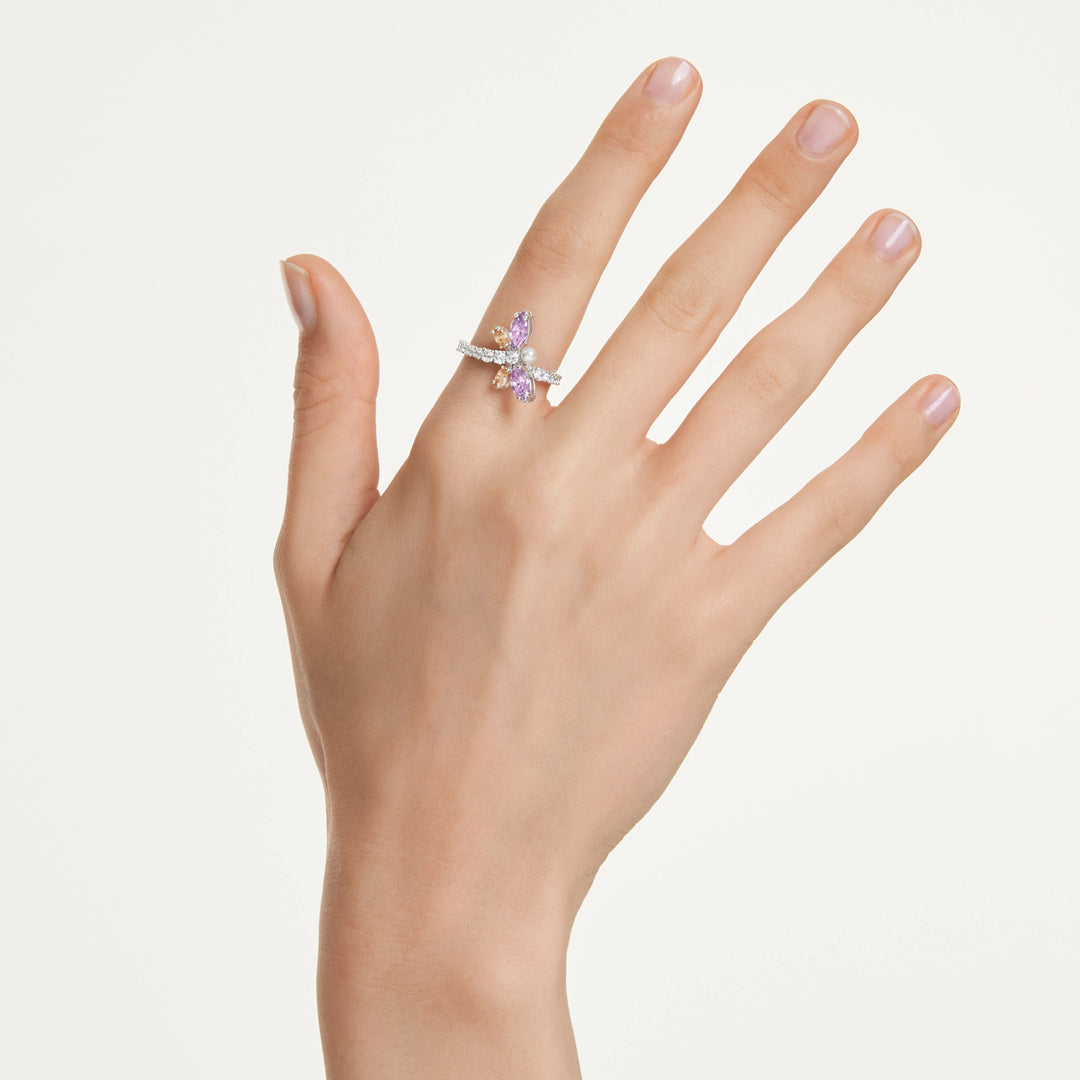Niche Jewellery Swarovski x Ariana Grande Motif Ring Mixed Cuts Dragonfly - Multicolored with Rhodium Plating detail