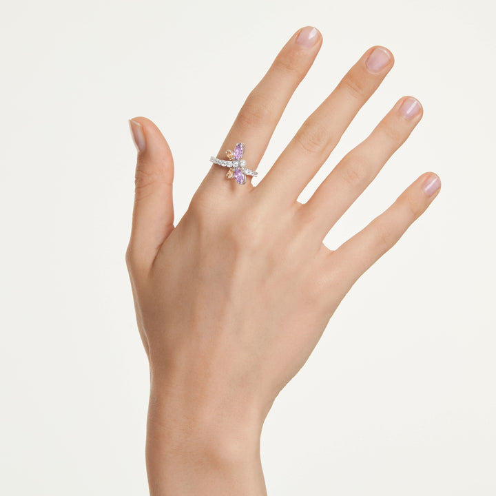 Niche Jewellery Swarovski x Ariana Grande Motif Ring Mixed Cuts Dragonfly - Multicolored with Rhodium Plating detail