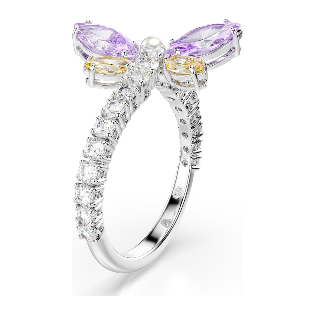 Niche Jewellery Swarovski x Ariana Grande Motif Ring Mixed Cuts Dragonfly - Multicolored with Rhodium Plating detail