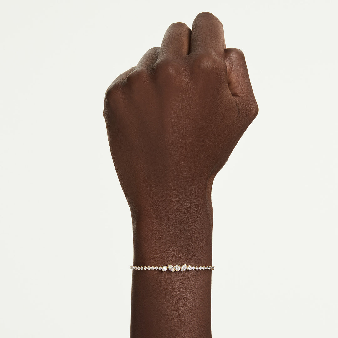 Niche Jewellery Swarovski Mesmera Bracelet Mixed Cuts - White with 18k Gold Finish detail