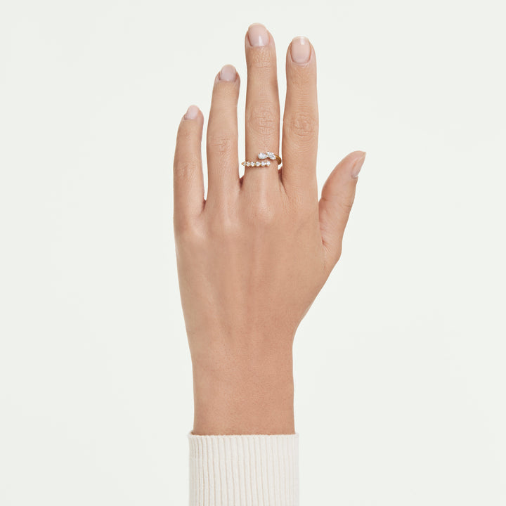 Niche Jewellery Swarovski Mesmera Open Ring Mixed cuts - White 18K Gold Finish detail