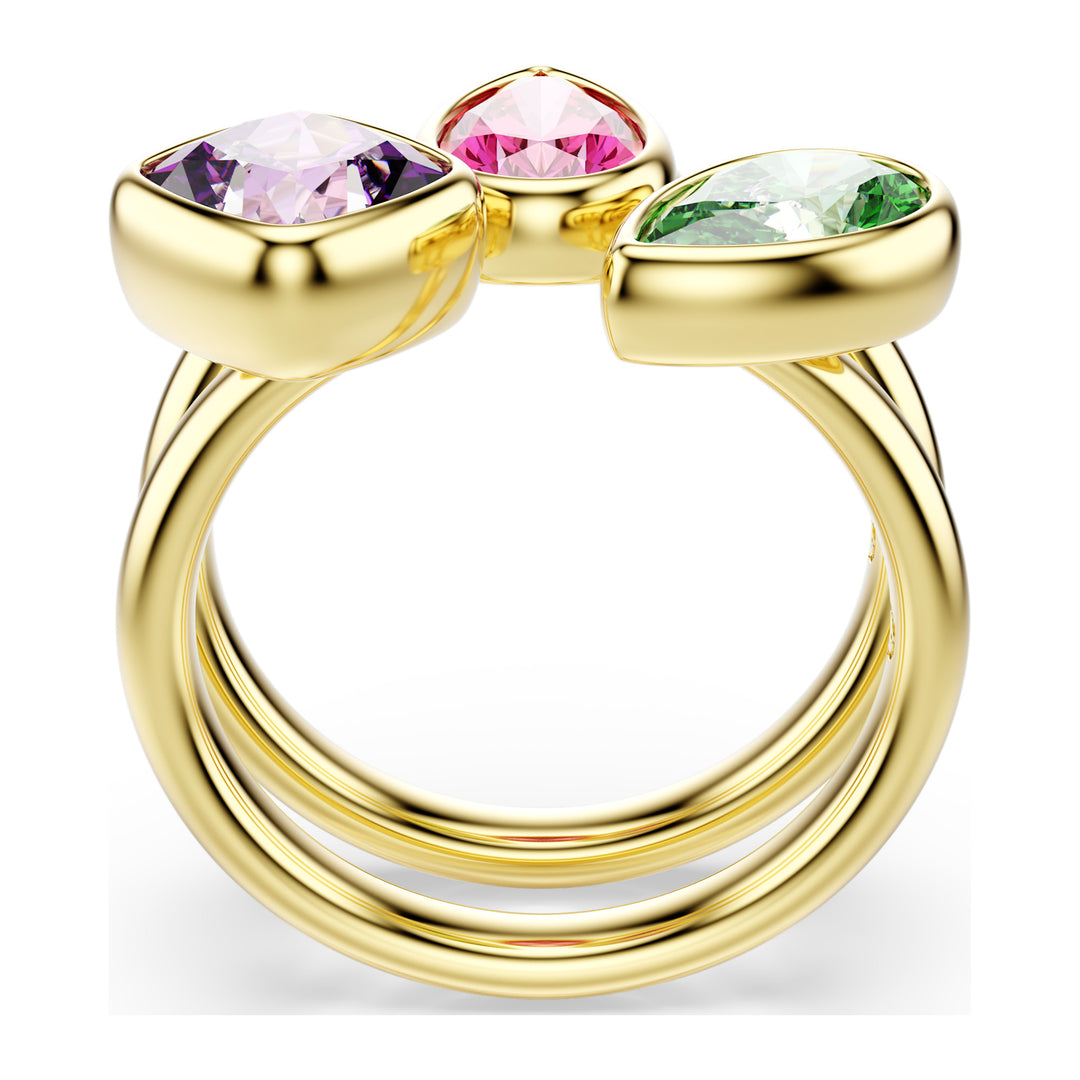 Niche Jewellery Swarovski Imber Cocktail Ring Set of 2 - Mixed Cuts Multicoloured with 18K Gold Finish detail