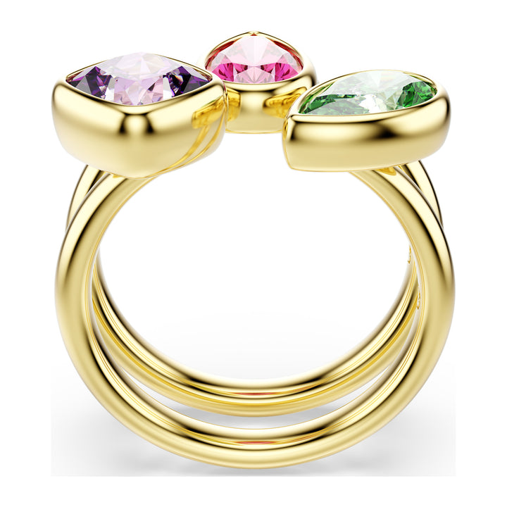 Niche Jewellery Swarovski Imber Cocktail Ring Set of 2 - Mixed Cuts Multicoloured with 18K Gold Finish detail