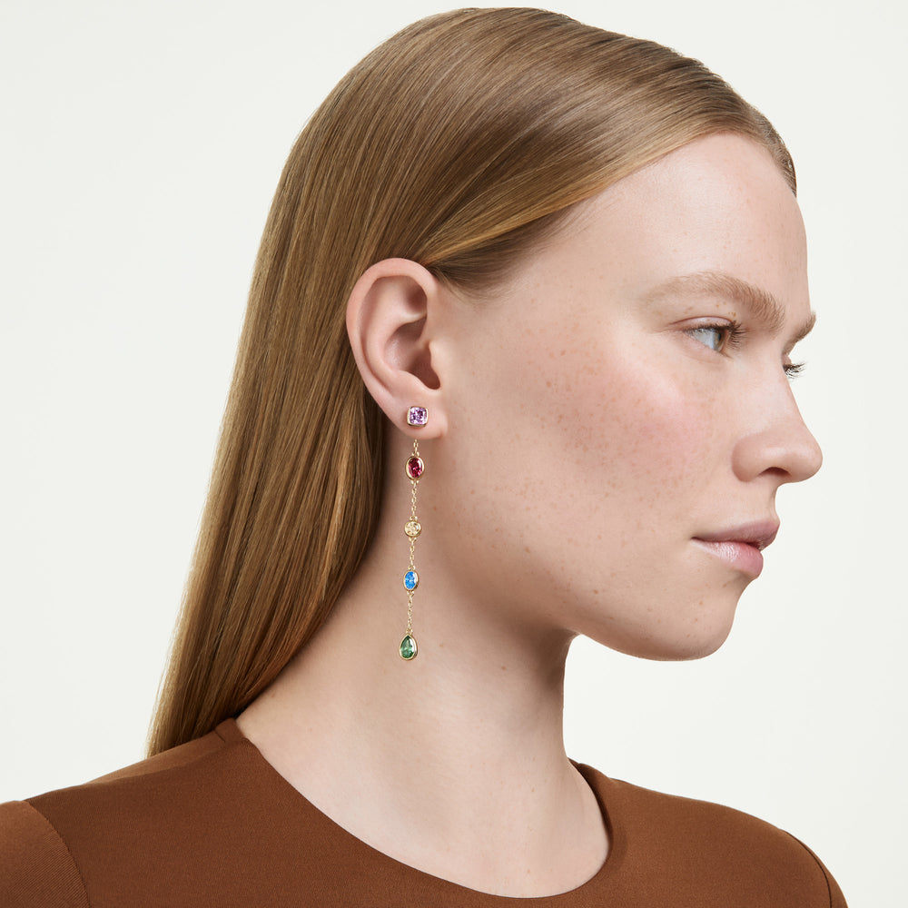 Niche Jewellery Swarovski Imber Drop Earrings Mixed Cuts - Multicoloured 18K Gold Finish detail