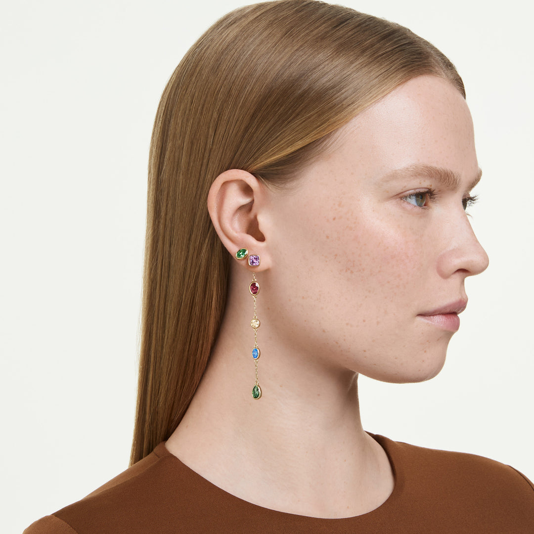 Niche Jewellery Swarovski Imber Drop Earrings Mixed Cuts - Multicoloured 18K Gold Finish detail
