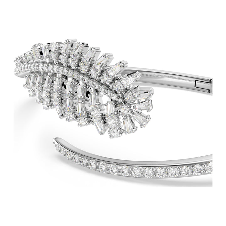 Niche Jewellery Swarovski Vienna Bangle Mixed Cuts Feather - White with Rhodium Plating detail