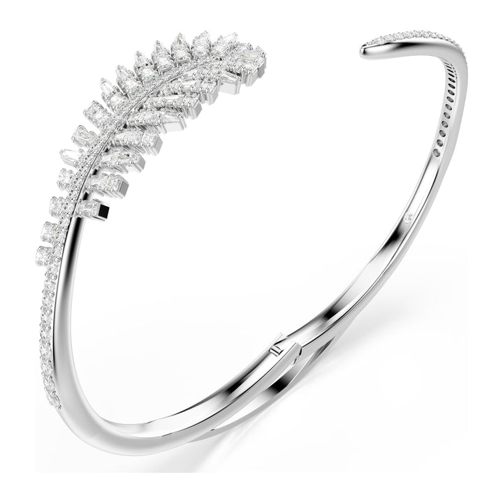 Niche Jewellery Swarovski Vienna Bangle Mixed Cuts Feather - White with Rhodium Plating detail
