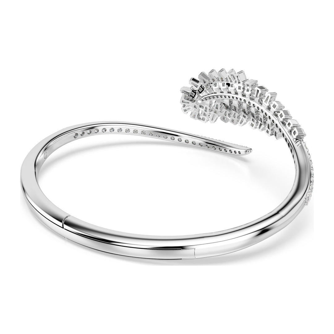 Niche Jewellery Swarovski Vienna Bangle Mixed Cuts Feather - White with Rhodium Plating detail