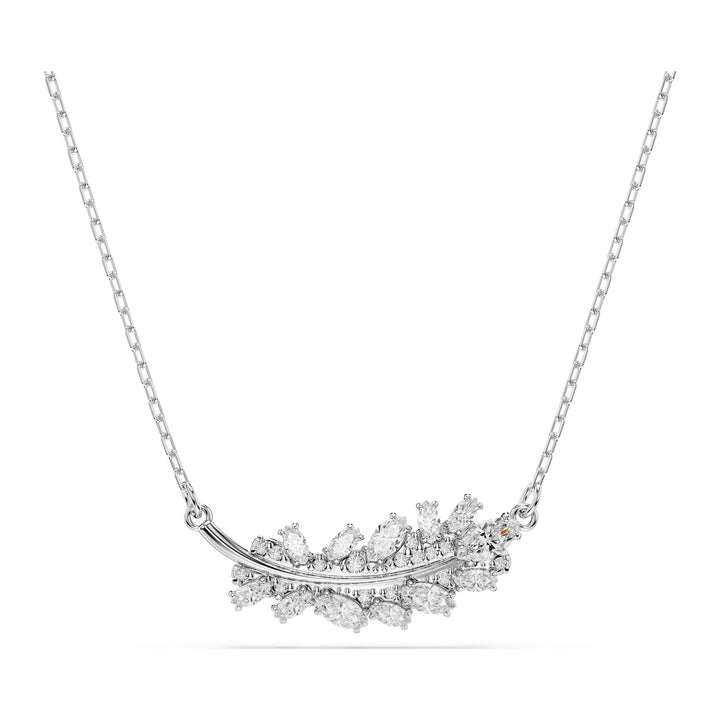 Niche Jewellery Swarovski Vienna Pendant Mixed Cuts Feather - White with Rhodium Plating