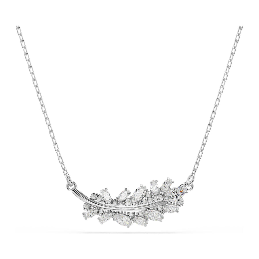 Niche Jewellery Swarovski Vienna Pendant Mixed Cuts Feather - White with Rhodium Plating