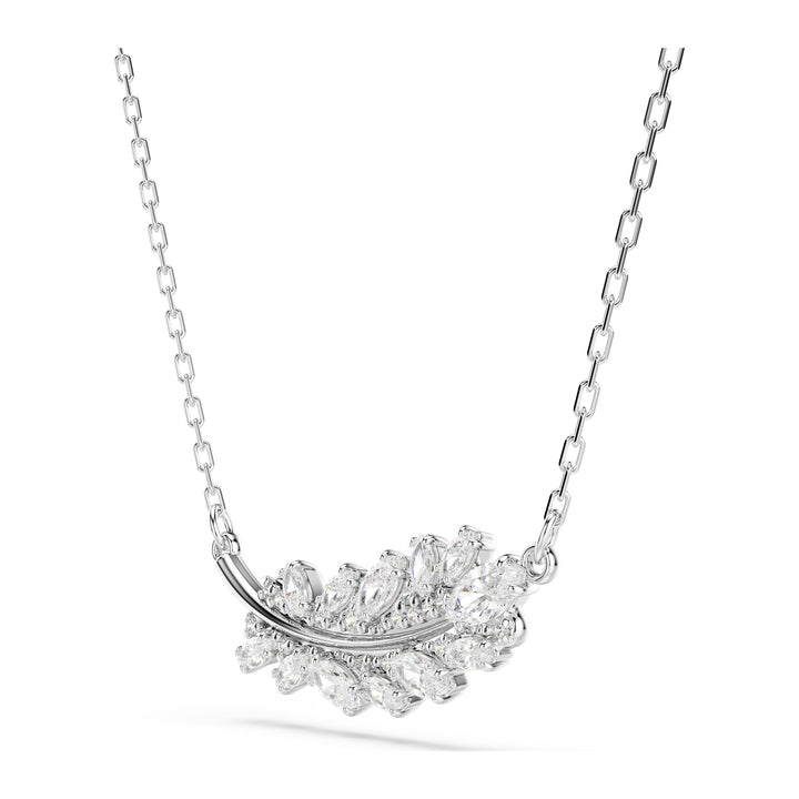 Niche Jewellery Swarovski Vienna Pendant Mixed Cuts Feather - White with Rhodium Plating detail
