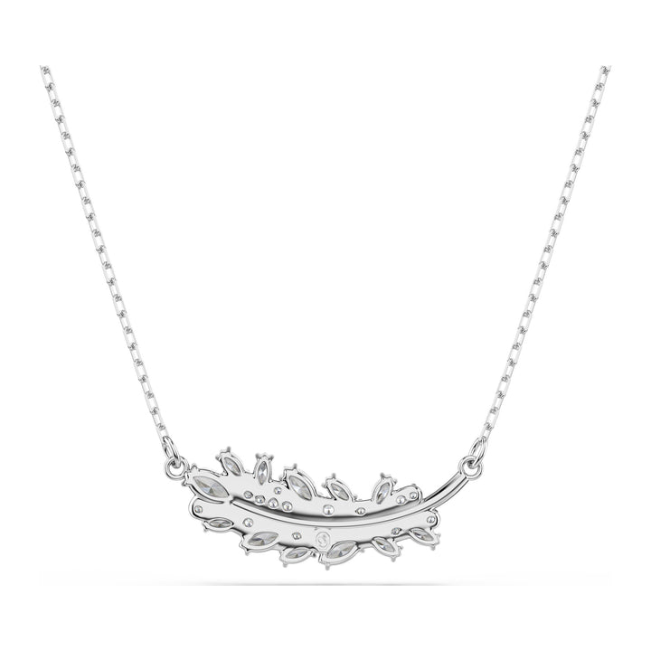 Niche Jewellery Swarovski Vienna Pendant Mixed Cuts Feather - White with Rhodium Plating detail