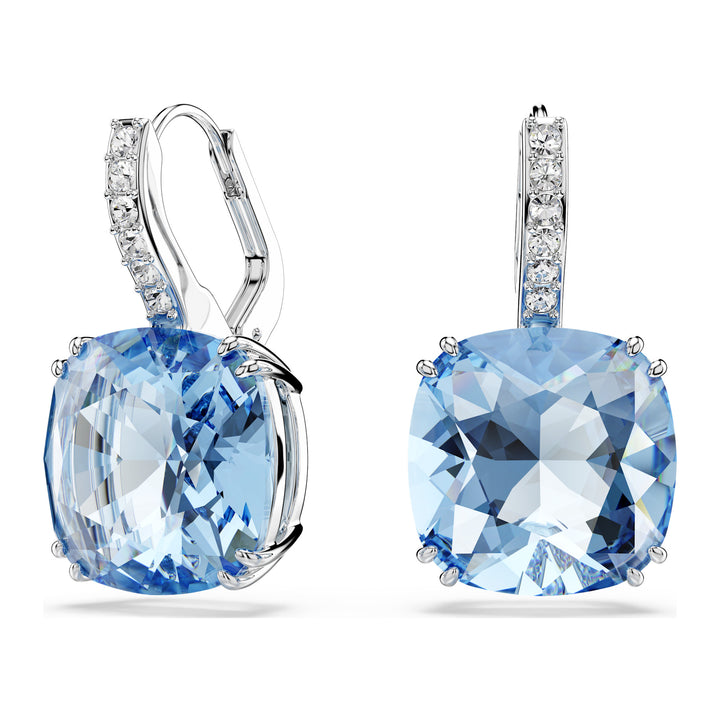 Niche Jewellery Swarovski Millenia Drop Earrings Cushion Cut - Blue with Rhodium Plating
