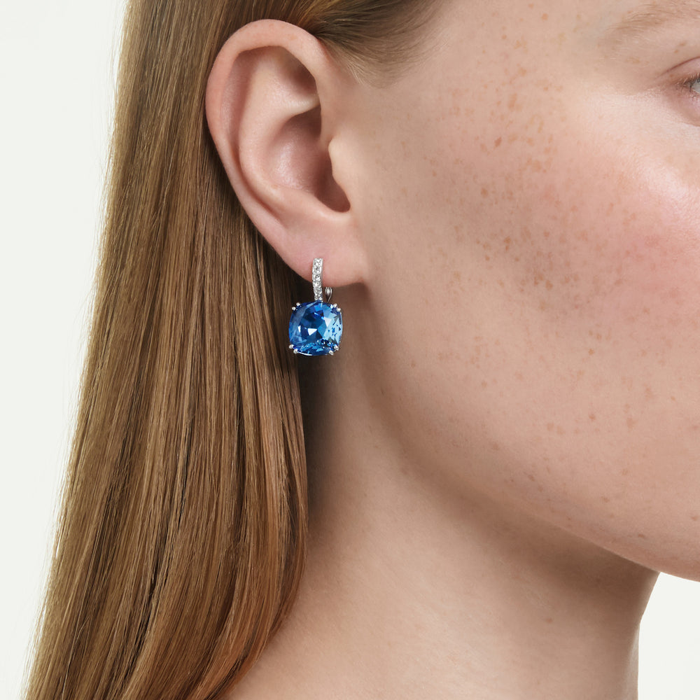 Niche Jewellery Swarovski Millenia Drop Earrings Cushion Cut - Blue with Rhodium Plating detail