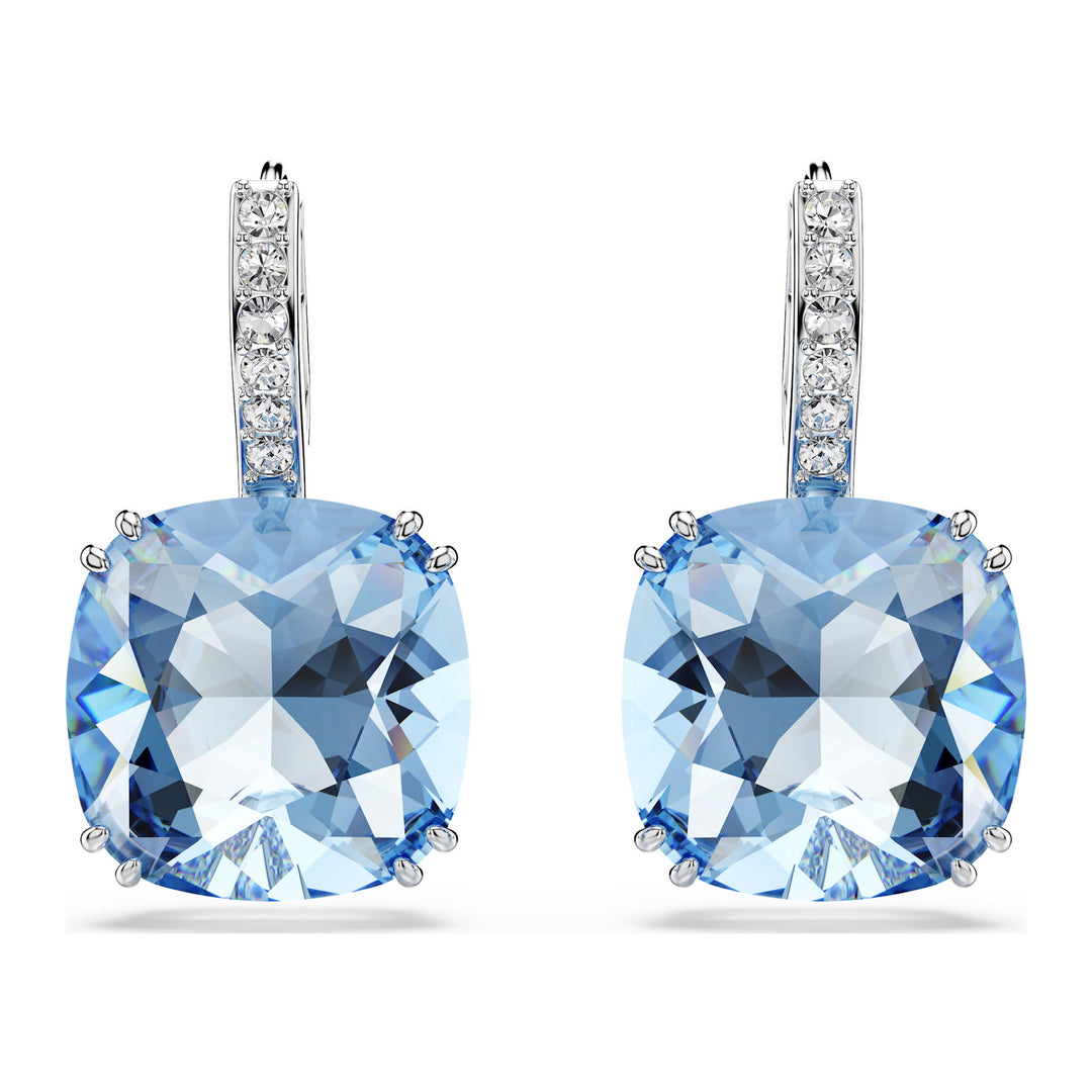 Niche Jewellery Swarovski Millenia Drop Earrings Cushion Cut - Blue with Rhodium Plating detail