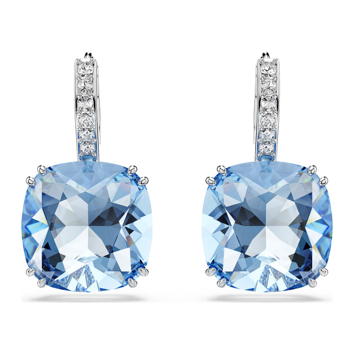 Niche Jewellery Swarovski Millenia Drop Earrings Cushion Cut - Blue with Rhodium Plating detail
