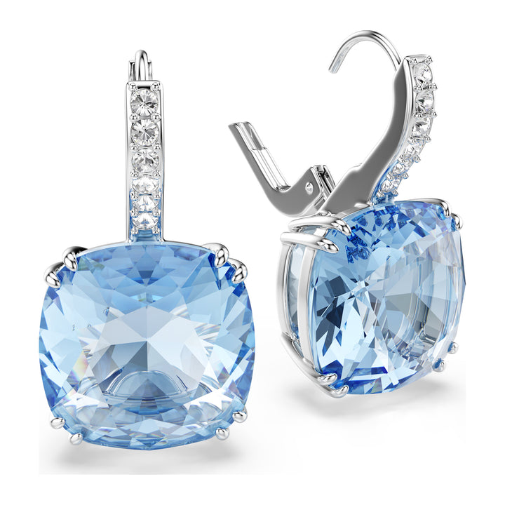 Niche Jewellery Swarovski Millenia Drop Earrings Cushion Cut - Blue with Rhodium Plating detail
