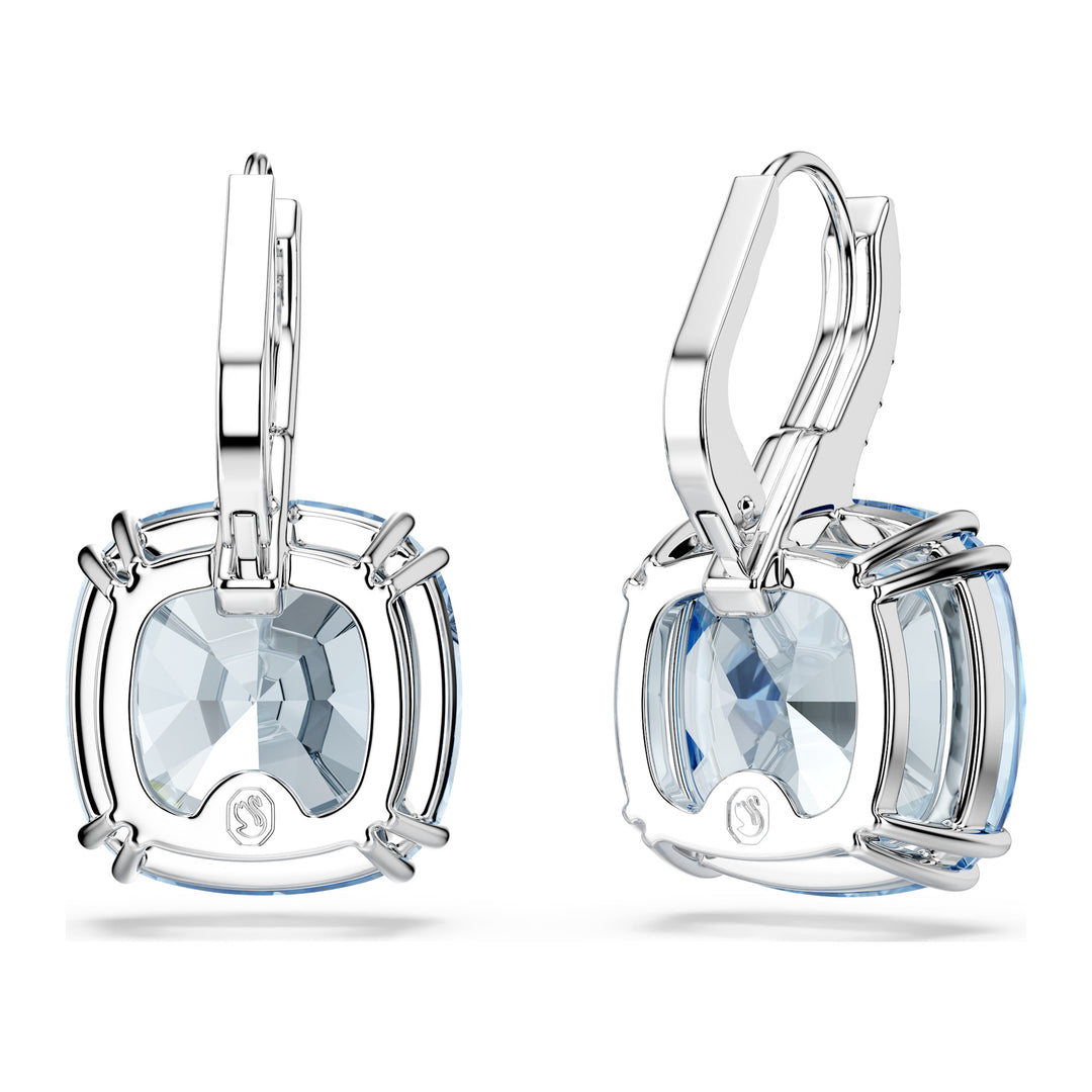 Niche Jewellery Swarovski Millenia Drop Earrings Cushion Cut - Blue with Rhodium Plating detail