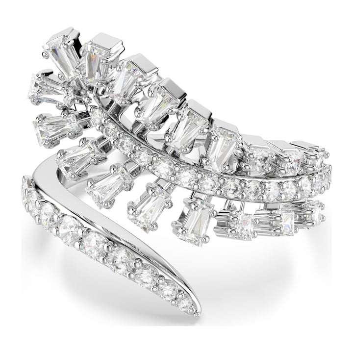 Niche Jewellery Swarovski Vienna Open Ring Mixed Cuts Feather - White with Rhodium Plating