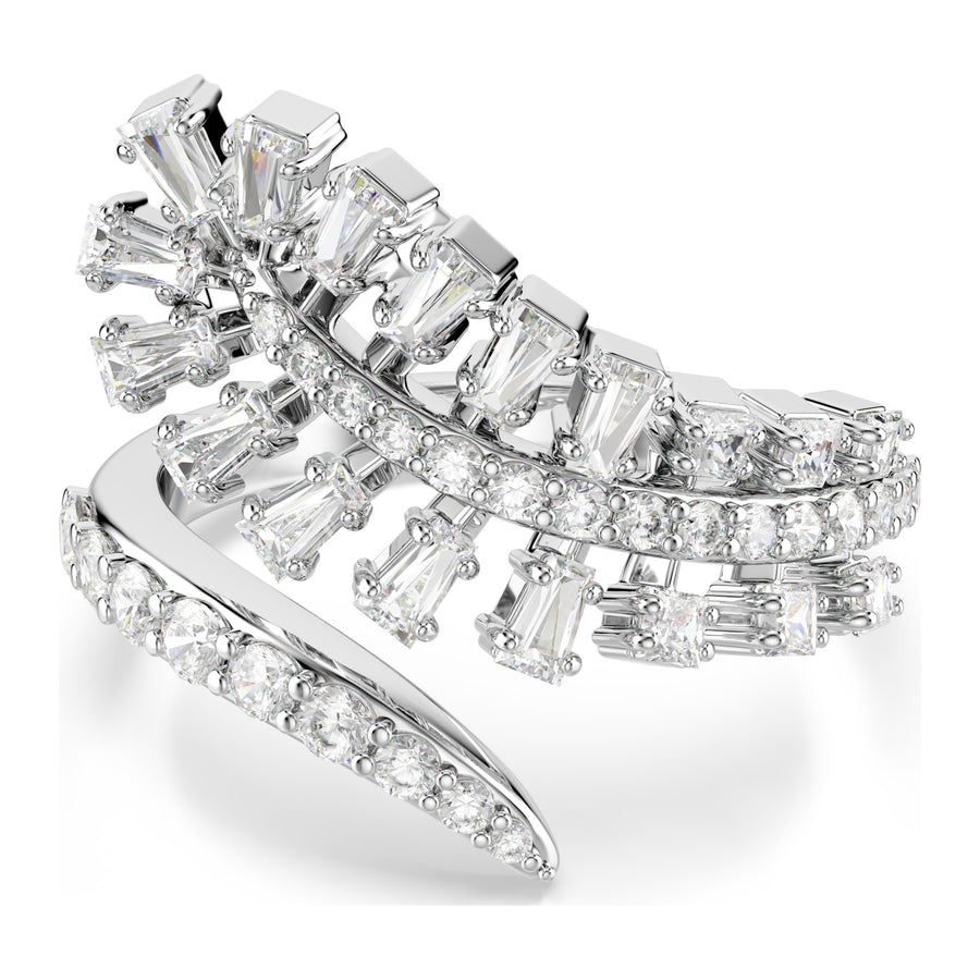 Niche Jewellery Swarovski Vienna Open Ring Mixed Cuts Feather - White with Rhodium Plating