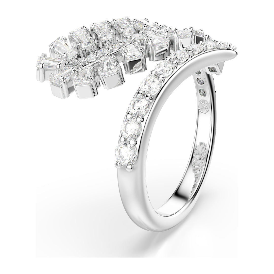 Niche Jewellery Swarovski Vienna Open Ring Mixed Cuts Feather - White with Rhodium Plating detail