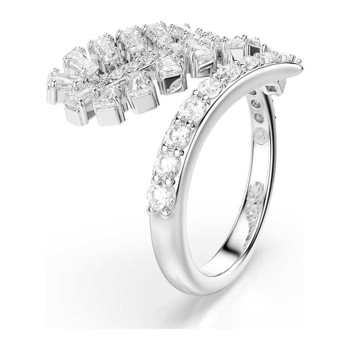 Niche Jewellery Swarovski Vienna Open Ring Mixed Cuts Feather - White with Rhodium Plating detail