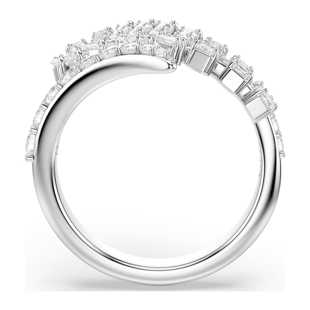 Niche Jewellery Swarovski Vienna Open Ring Mixed Cuts Feather - White with Rhodium Plating detail