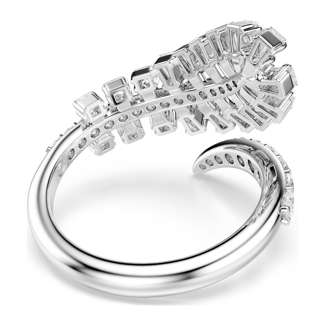 Niche Jewellery Swarovski Vienna Open Ring Mixed Cuts Feather - White with Rhodium Plating detail
