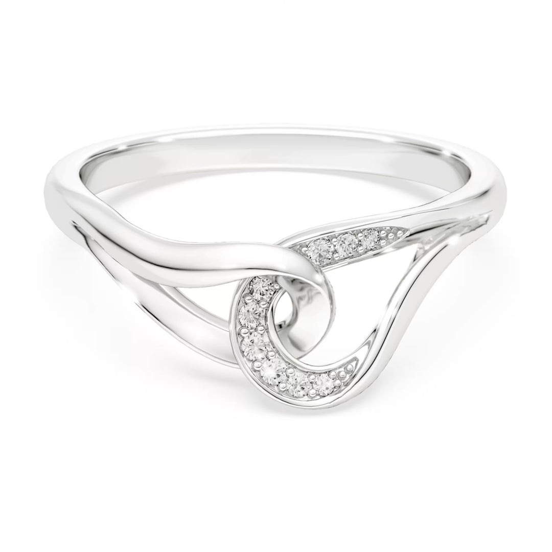 Niche Jewellery Swarovski Classica interlocking ring in white sterling silver with round-cut white stones.
