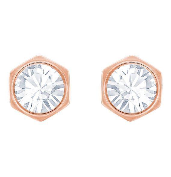 Swarovski Hexagonal Stud Earrings - Rose-gold plating 5371199